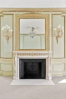 a view of a fireplace in a room