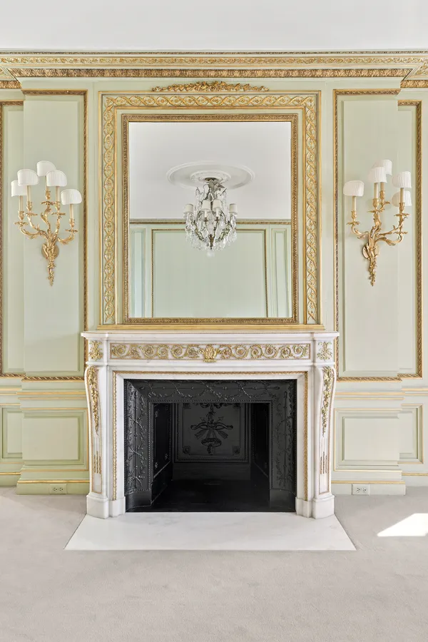 a view of a fireplace in a room