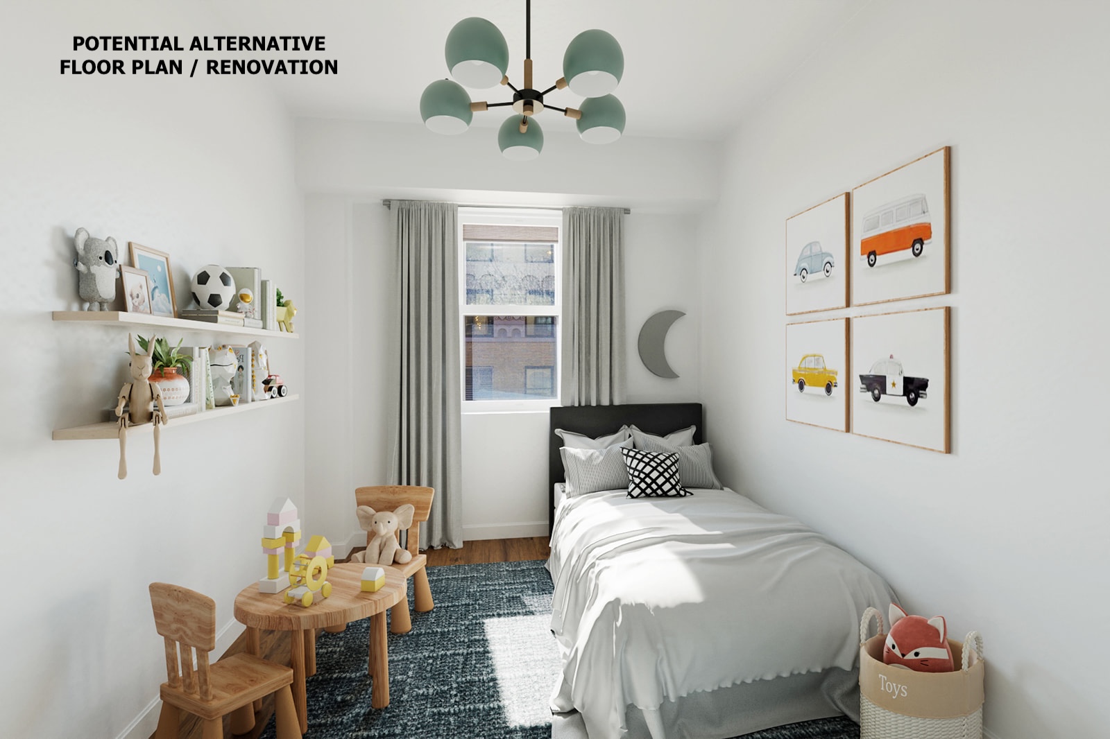 139 East 33rd Street, Unit 12DE Manhattan, NY 10016 - Photo 19 of 27 a bedroom with a bed and a chandelier