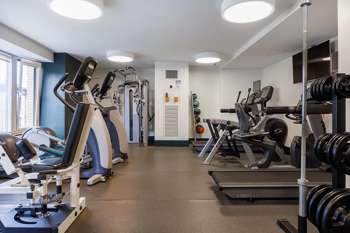 a view of a room with gym equipment