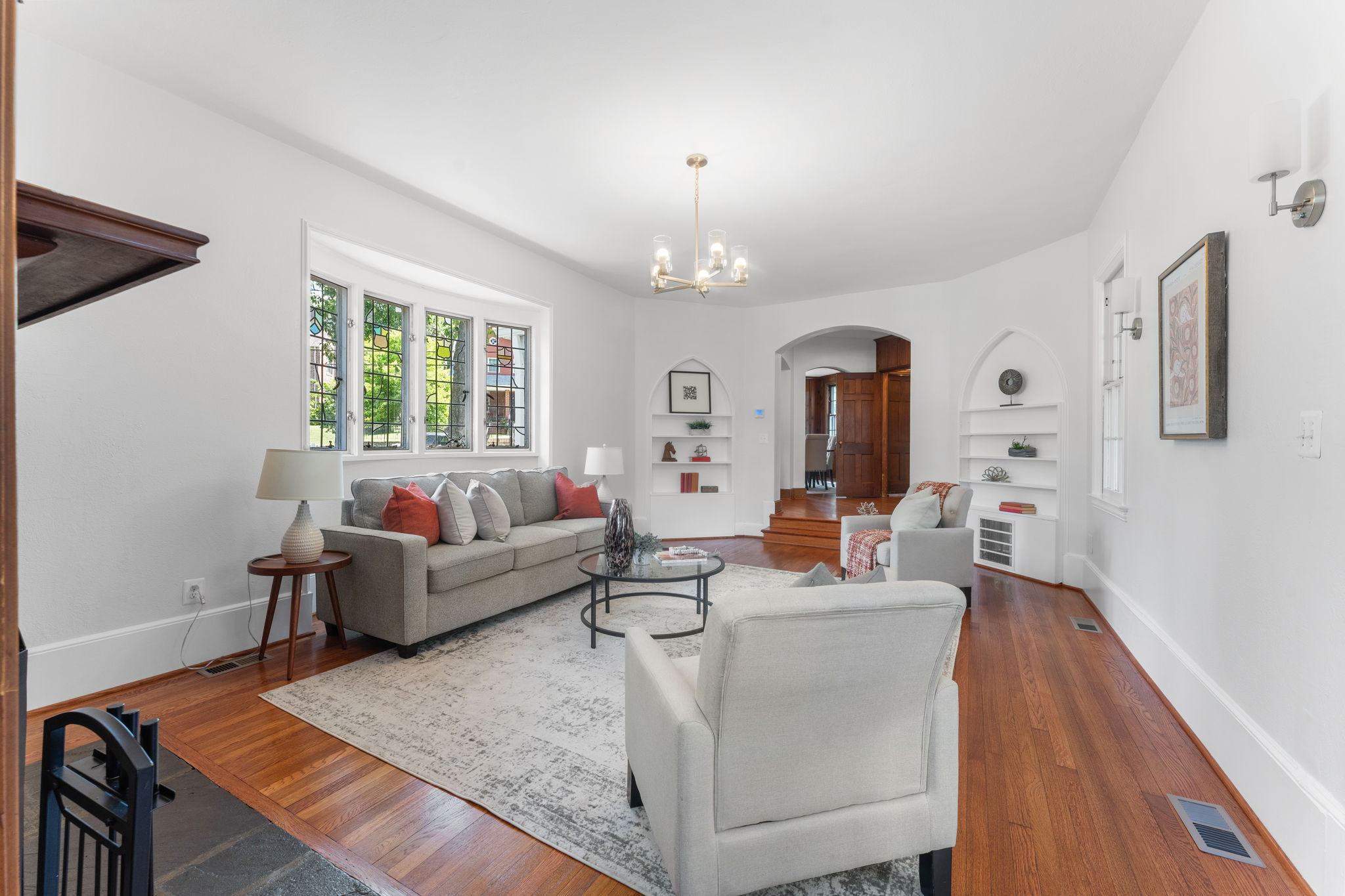 1325 Locust Road Northwest Washington, DC 20012 - Photo 10 of 56 a living room with furniture and a chandelier