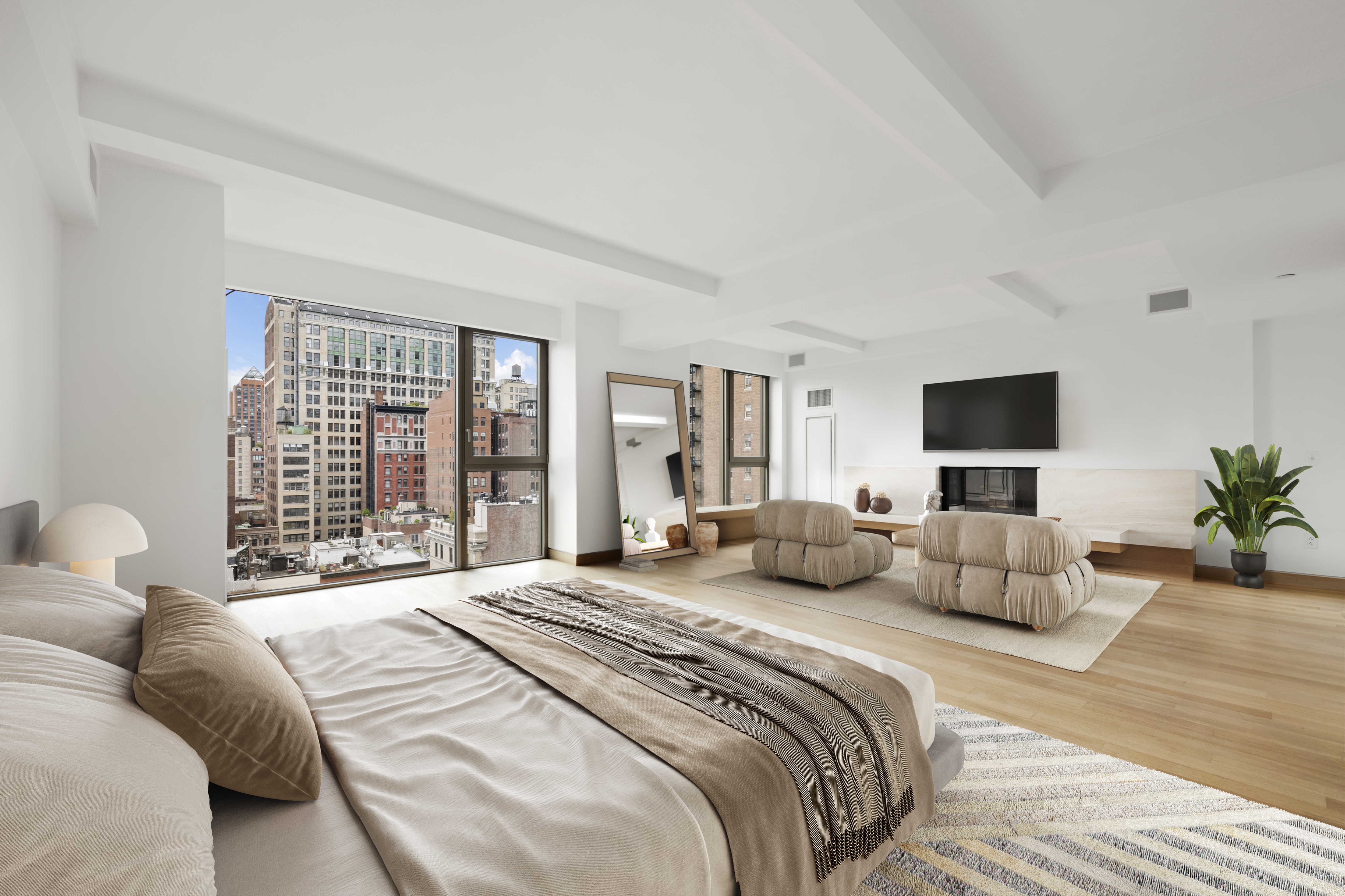50 Gramercy Park North, Unit 15A Manhattan, NY 10010 - Photo 17 of 29 a bedroom with a bed and large window