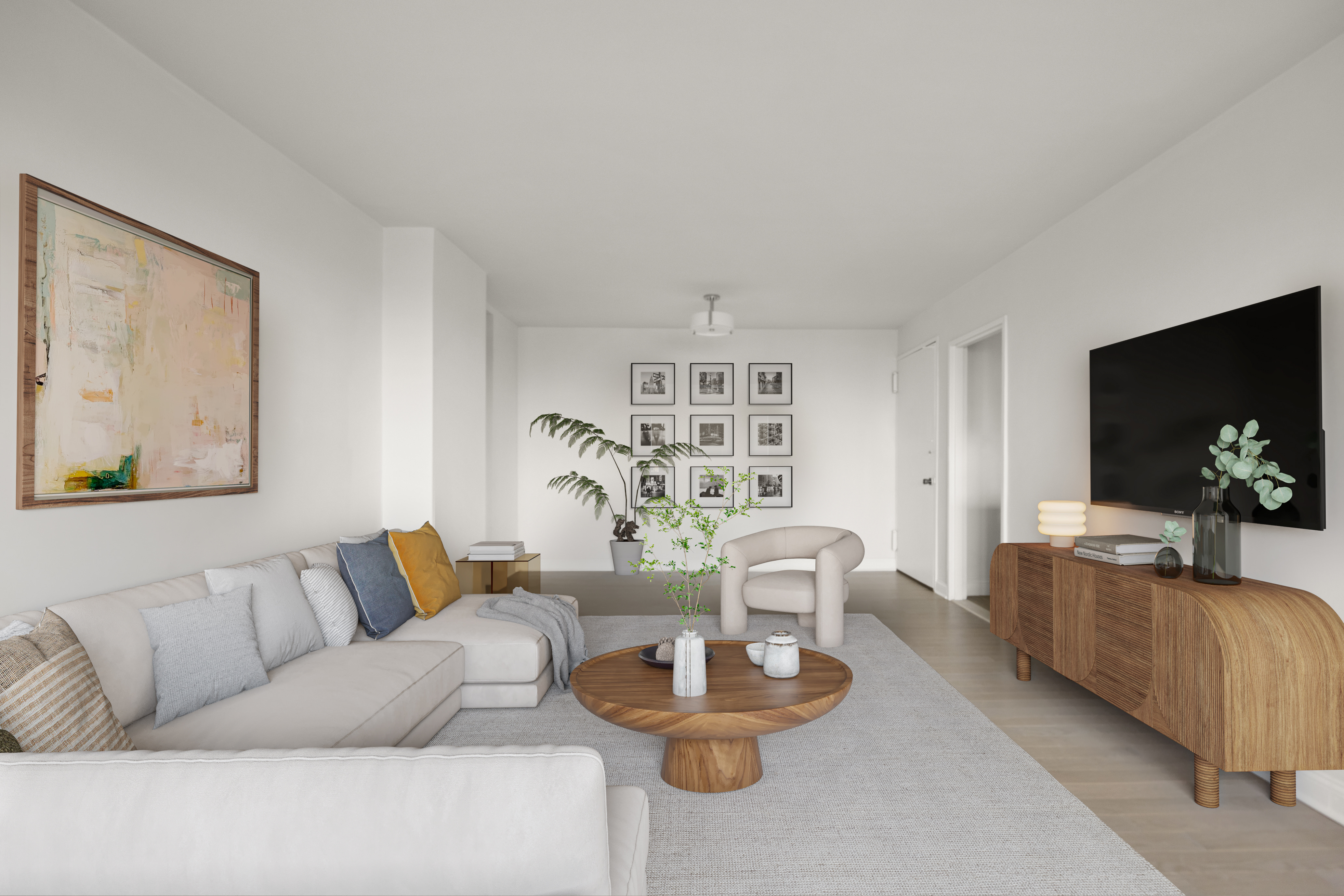 135 Ocean Parkway, Unit 9M Brooklyn, NY 11218 - Photo 5 of 18 a living room with furniture and a flat screen tv