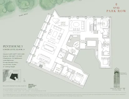 $19,500,000 | 33 Park Row, Unit PH3 | Financial District