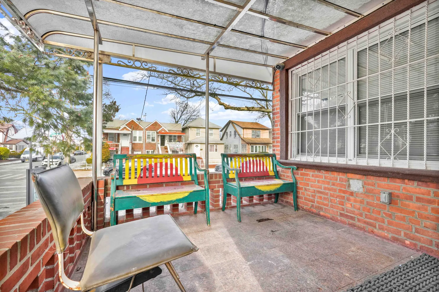 a view of a chairs in the patio