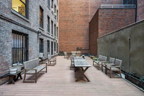 a view of outdoor seating space
