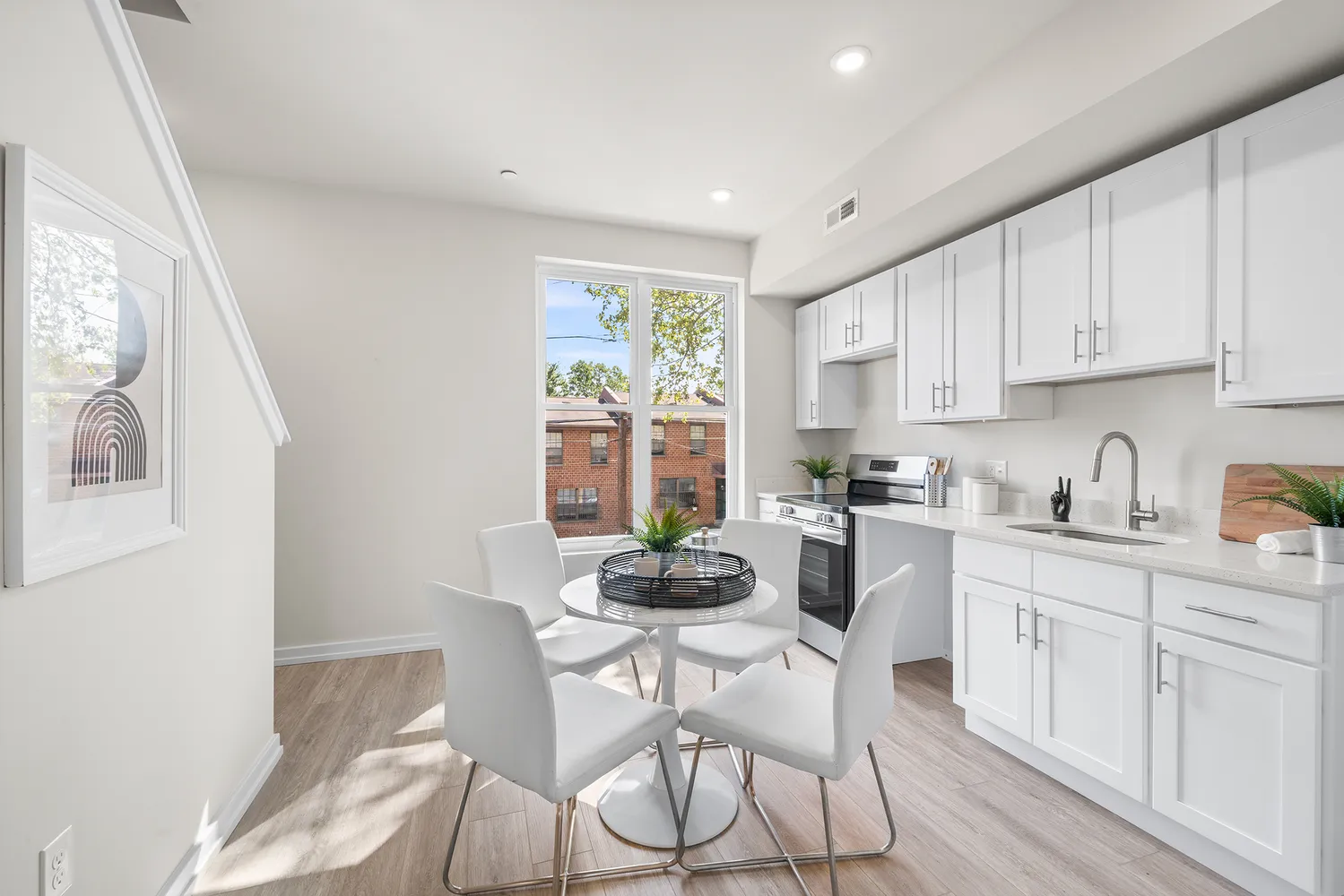 a bedroom with a bed and chair