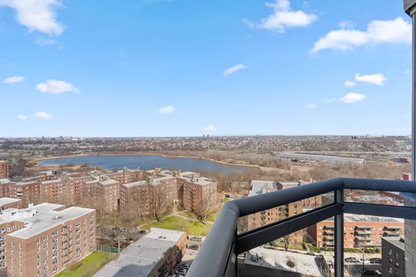 a view of a city from a balcony