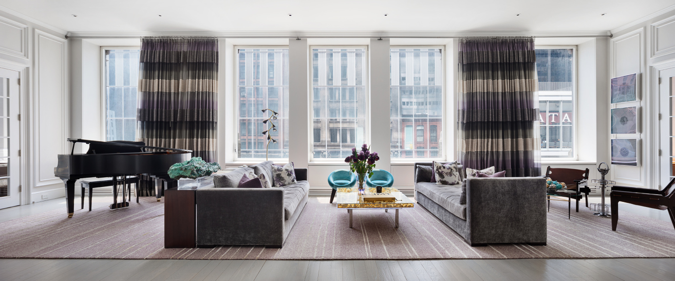 114 Liberty Street, Unit 4 Manhattan, NY 10006 - Photo 3 of 13 a living room with furniture and large windows