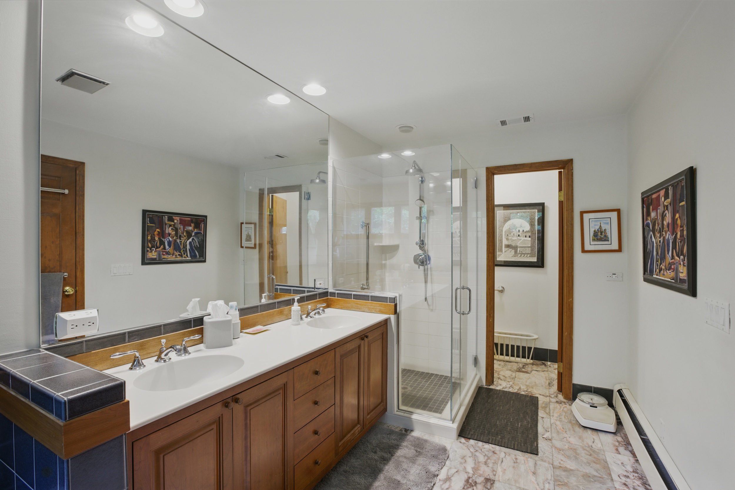 19 Pond Road Cold Spring, NY 10516 - Photo 17 of 32 a bathroom with a sink mirror and a shower