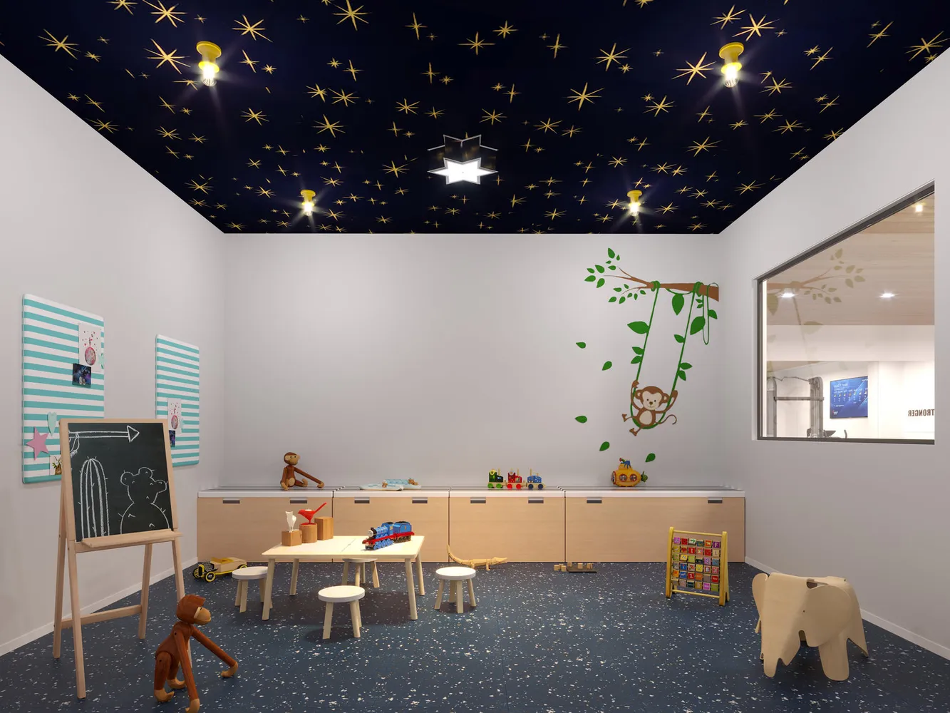 a room with furniture