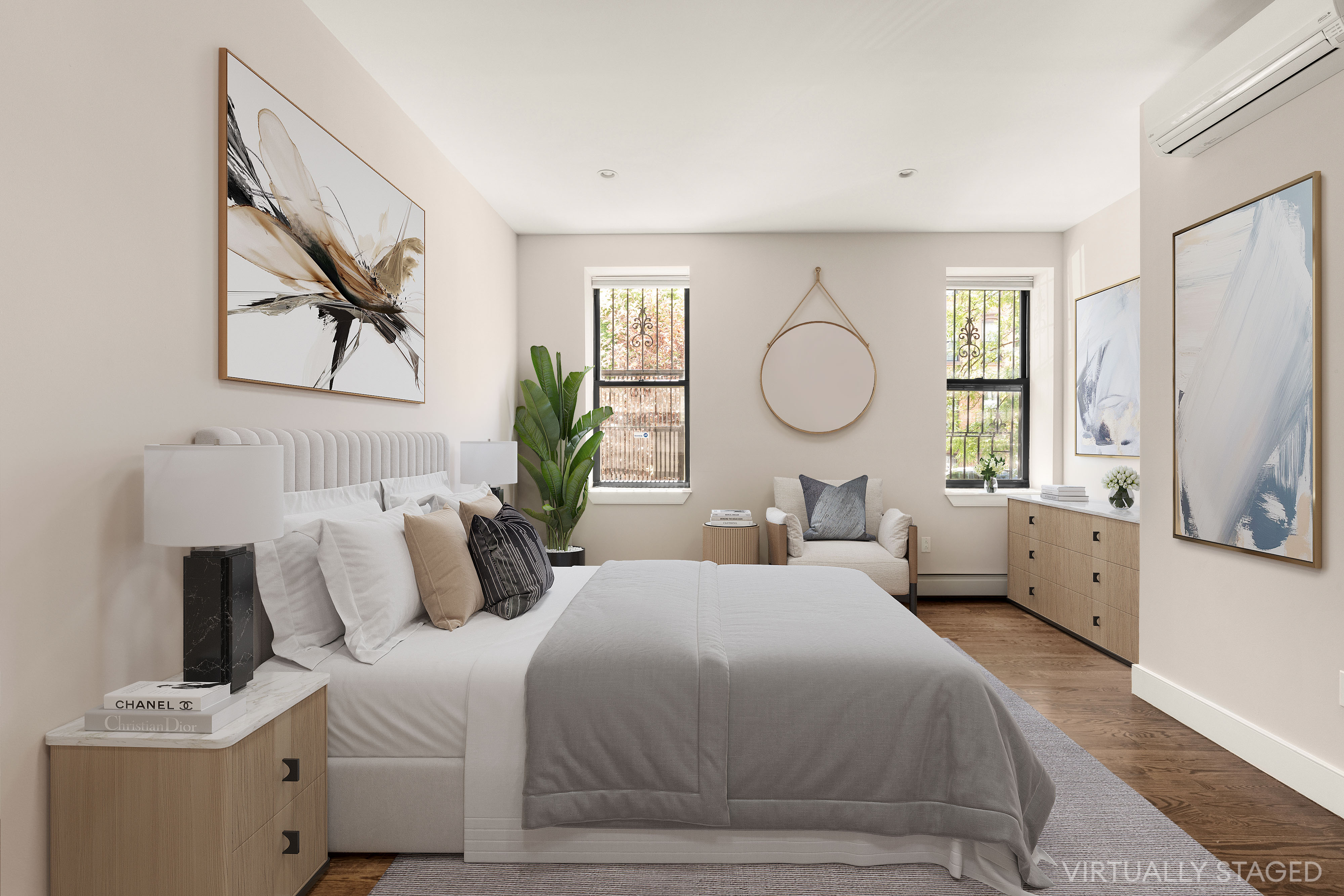 71 Irving Place, Unit 1 Brooklyn, NY 11238 - Photo 4 of 14 a bedroom with bed and a large mirror