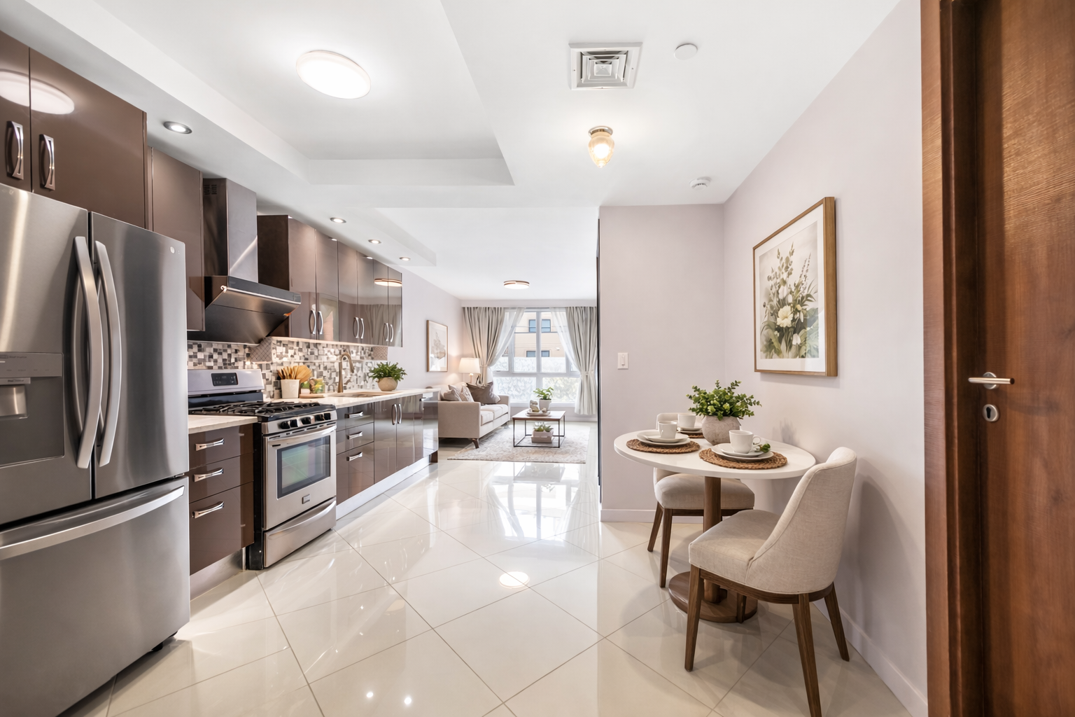 1756 Ocean Avenue, Unit 6D Brooklyn, NY 11230 - Photo 5 of 11 a kitchen with stainless steel appliances kitchen island granite countertop a refrigerator and a stove
