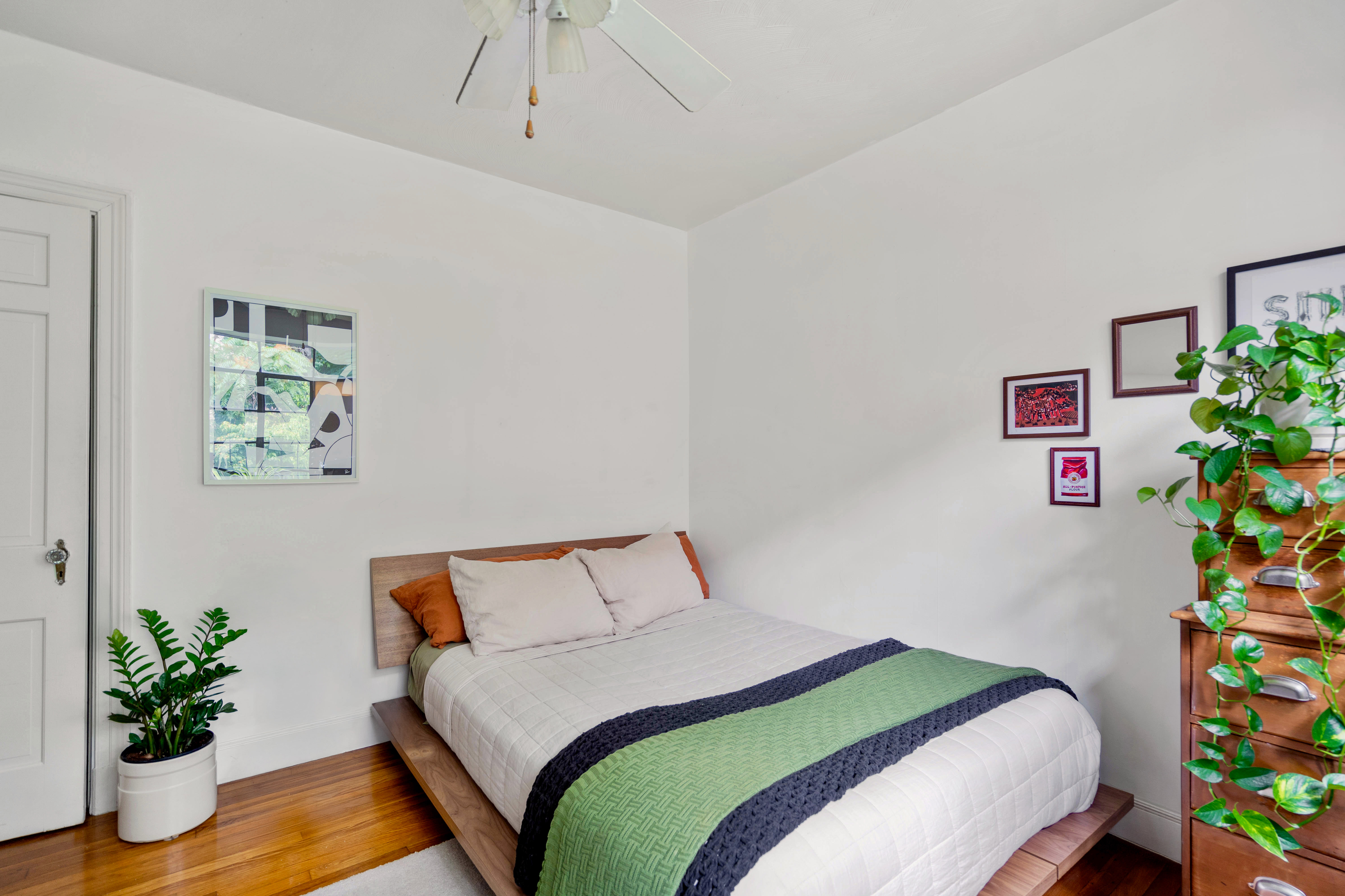 93 Strathmore Road, Unit 8 Brighton, MA 02135 - Photo 8 of 16 a bedroom with bed and a potted plant