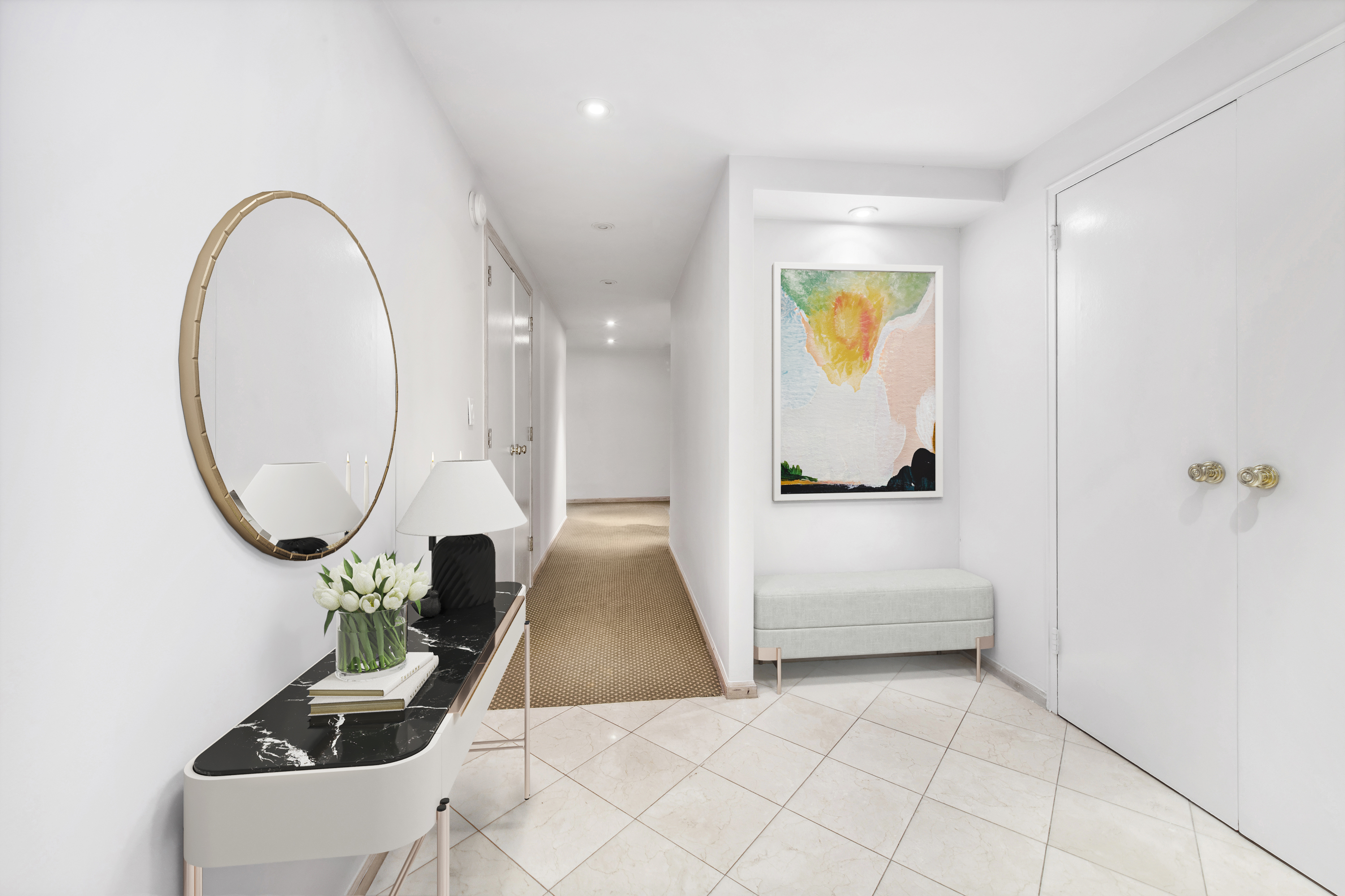 155 West 68th Street, Unit 404 Manhattan, NY 10023 - Photo 3 of 21 wooden floor in a bathroom