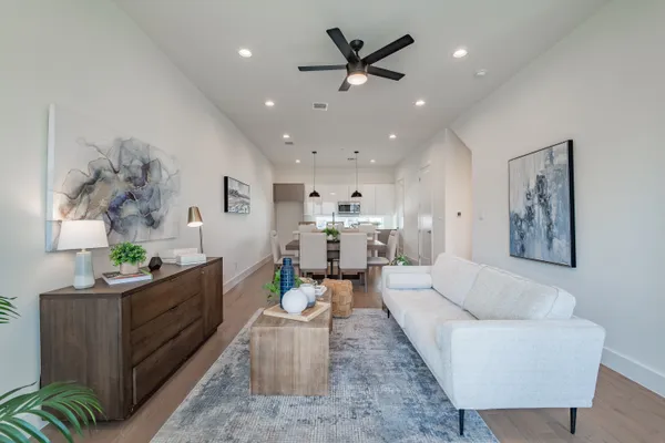 a living room with furniture and a couch
