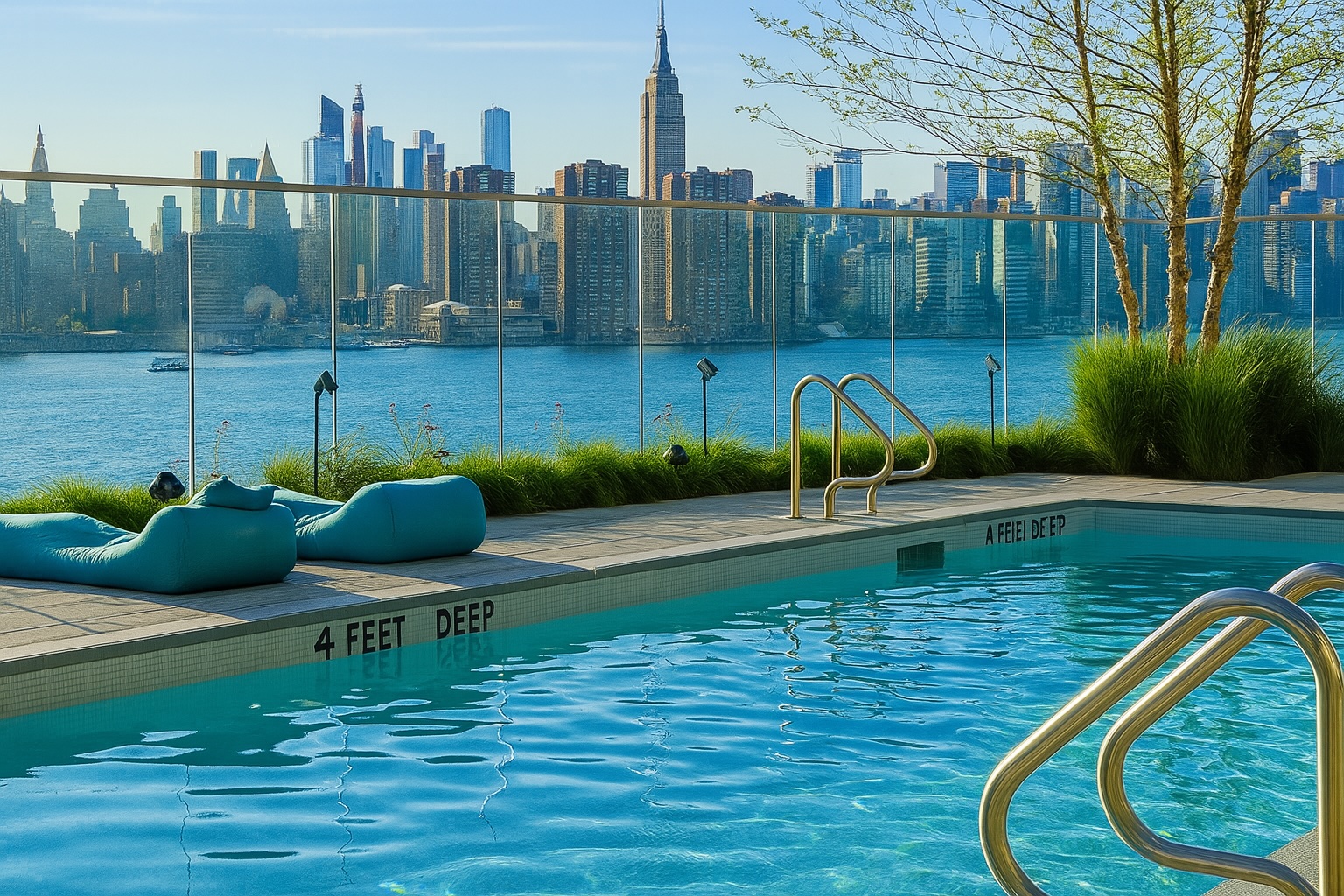 60 Wharf Drive, Unit 912 Brooklyn, NY 11222 - Photo 5 of 9 a view of a swimming pool with a lounge chairs