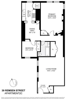 $1,295,000 | 39 Remsen Street, Unit 2C | Brooklyn Heights