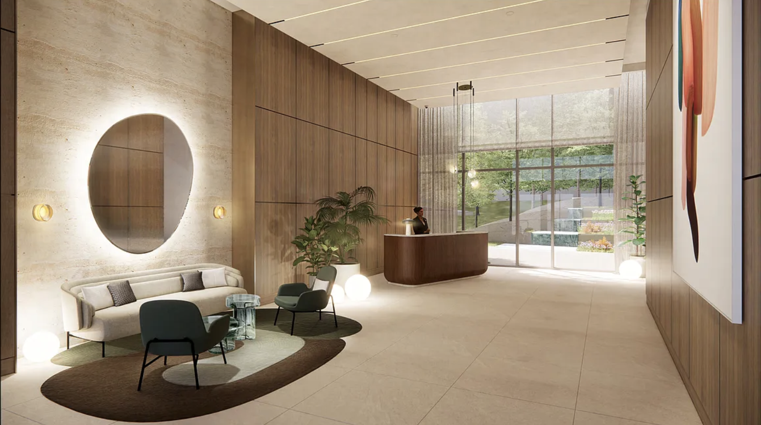 200 Chambers Street, Unit 7AI Manhattan, NY 10007 - Photo 26 of 28 a living room with furniture and a large window