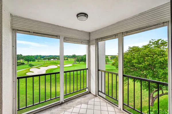 a view of a large window with an outdoor from balcony
