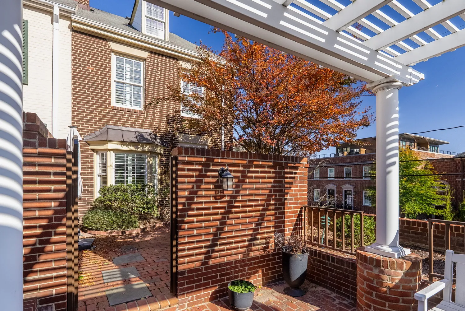 a view of a building from a windows