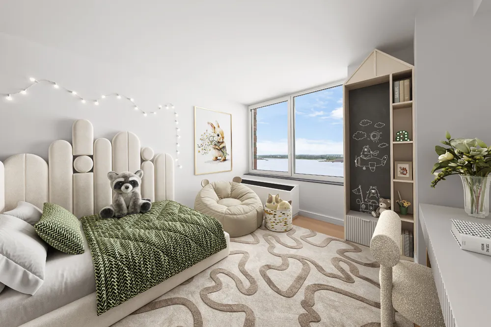 a bedroom with furniture and wooden floor