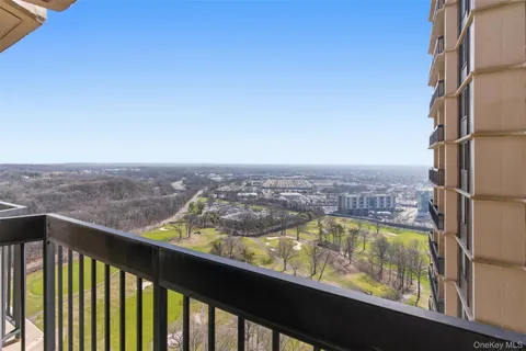 a view of a city from a balcony