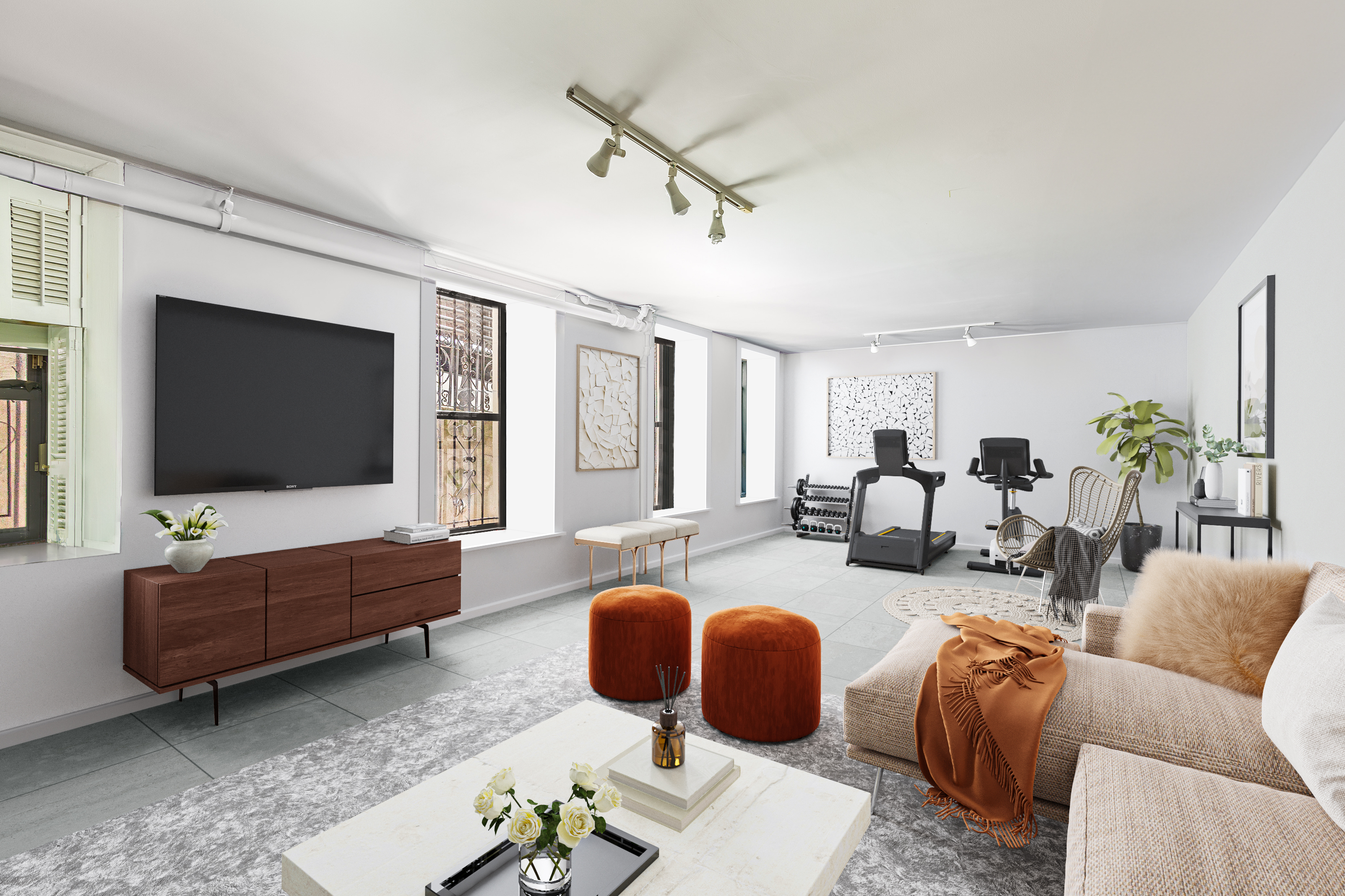 311 West 97th Street, Unit 1W Manhattan, NY 10025 - Photo 3 of 15 a living room with furniture and a flat screen tv