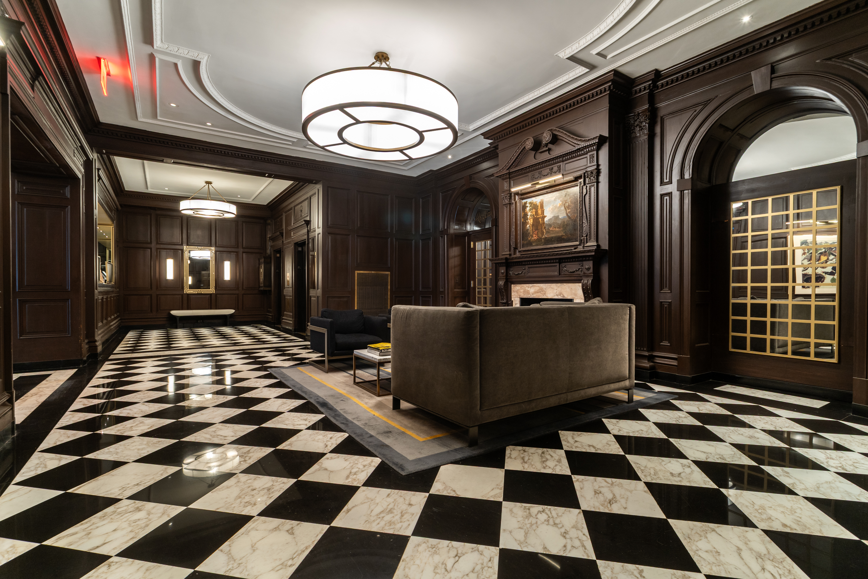 10 Park Avenue, Unit 6A Manhattan, NY 10016 - Photo 12 of 14 a room with black and white checkered floor with a black white checkered floor