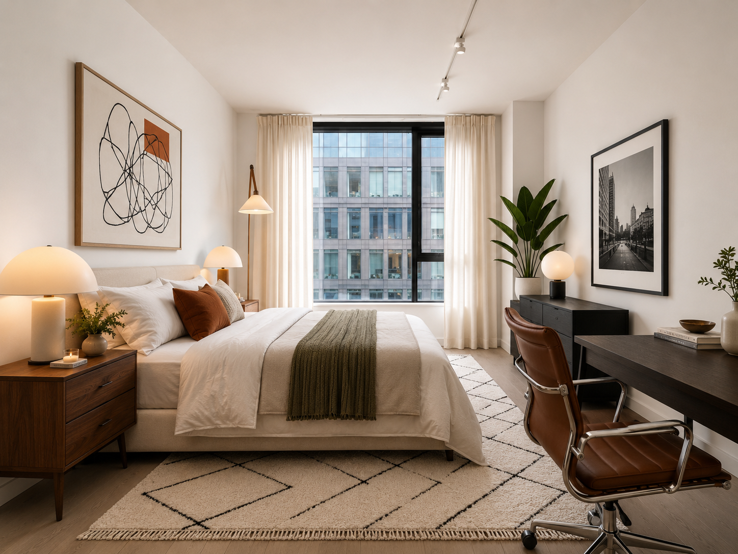 255 Hudson Street, Unit 7D Manhattan, NY 10013 - Photo 3 of 7 a bedroom with a bed wooden floor and window