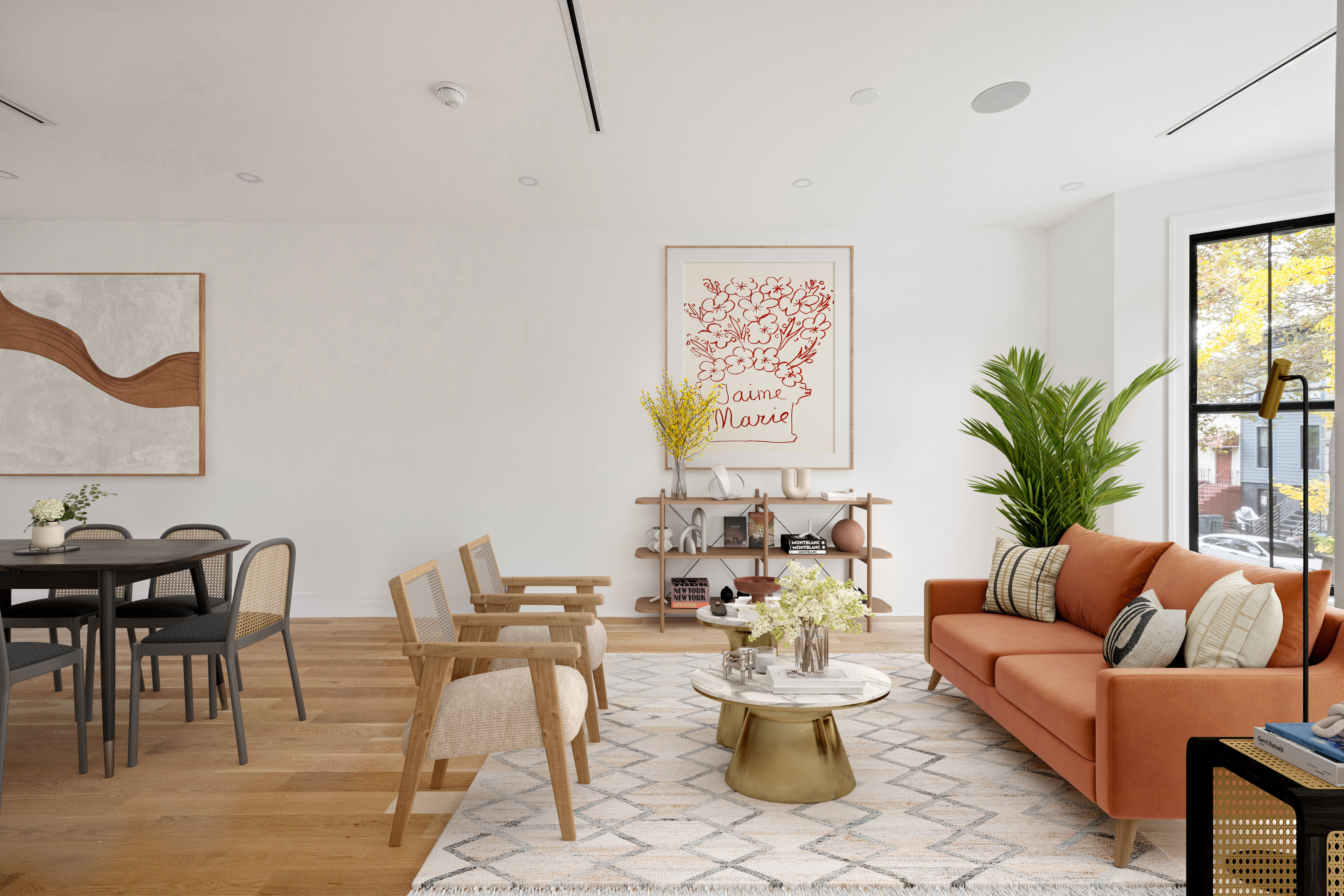 668 Decatur Street Brooklyn, NY 11233 - Photo 2 of 14 a living room with furniture a rug and a large window