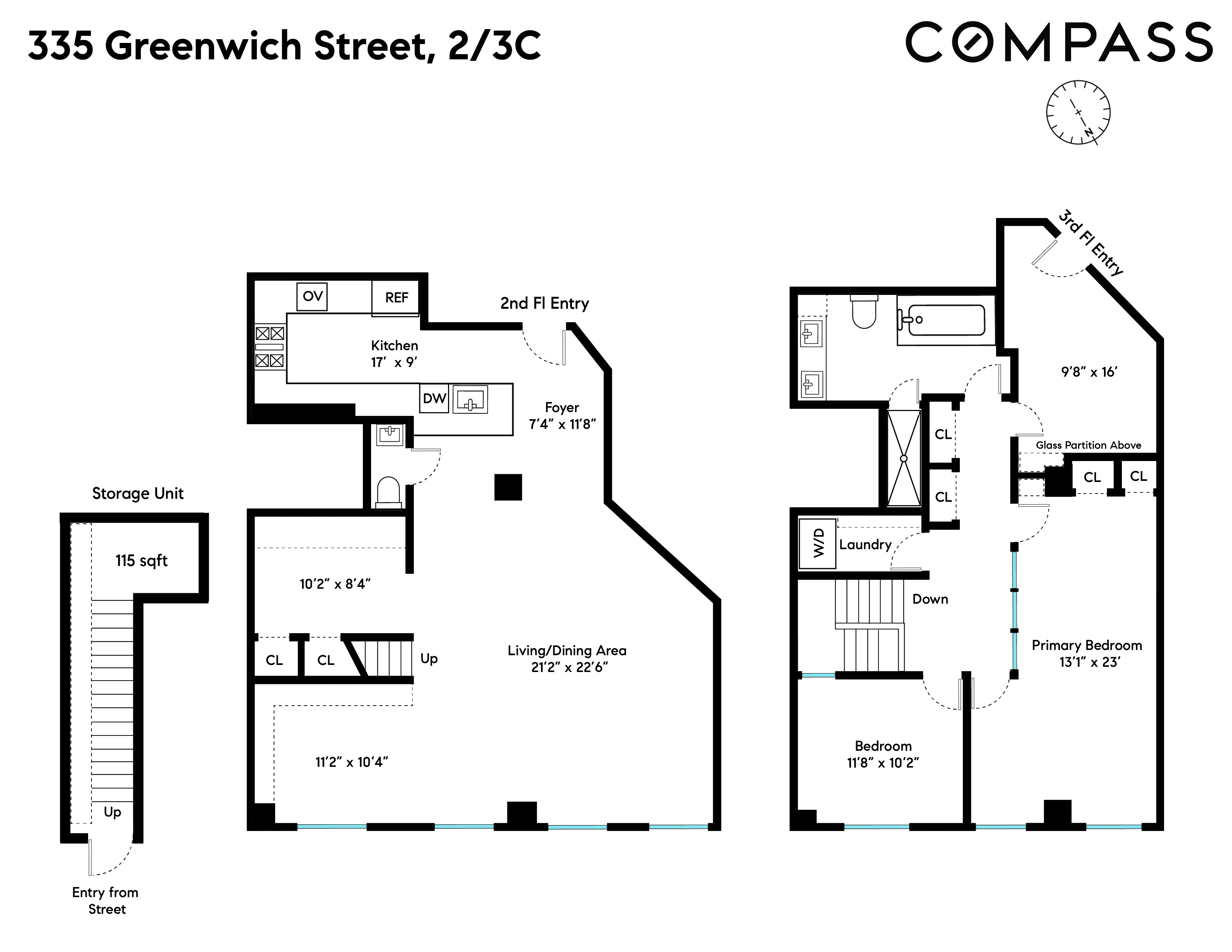 20 Jay Street, Unit 2/3C Manhattan, NY 10013 - Photo 16 of 16 a picture of a floor plan