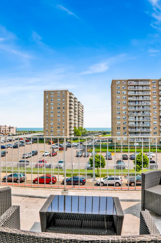 a view of city with tall buildings