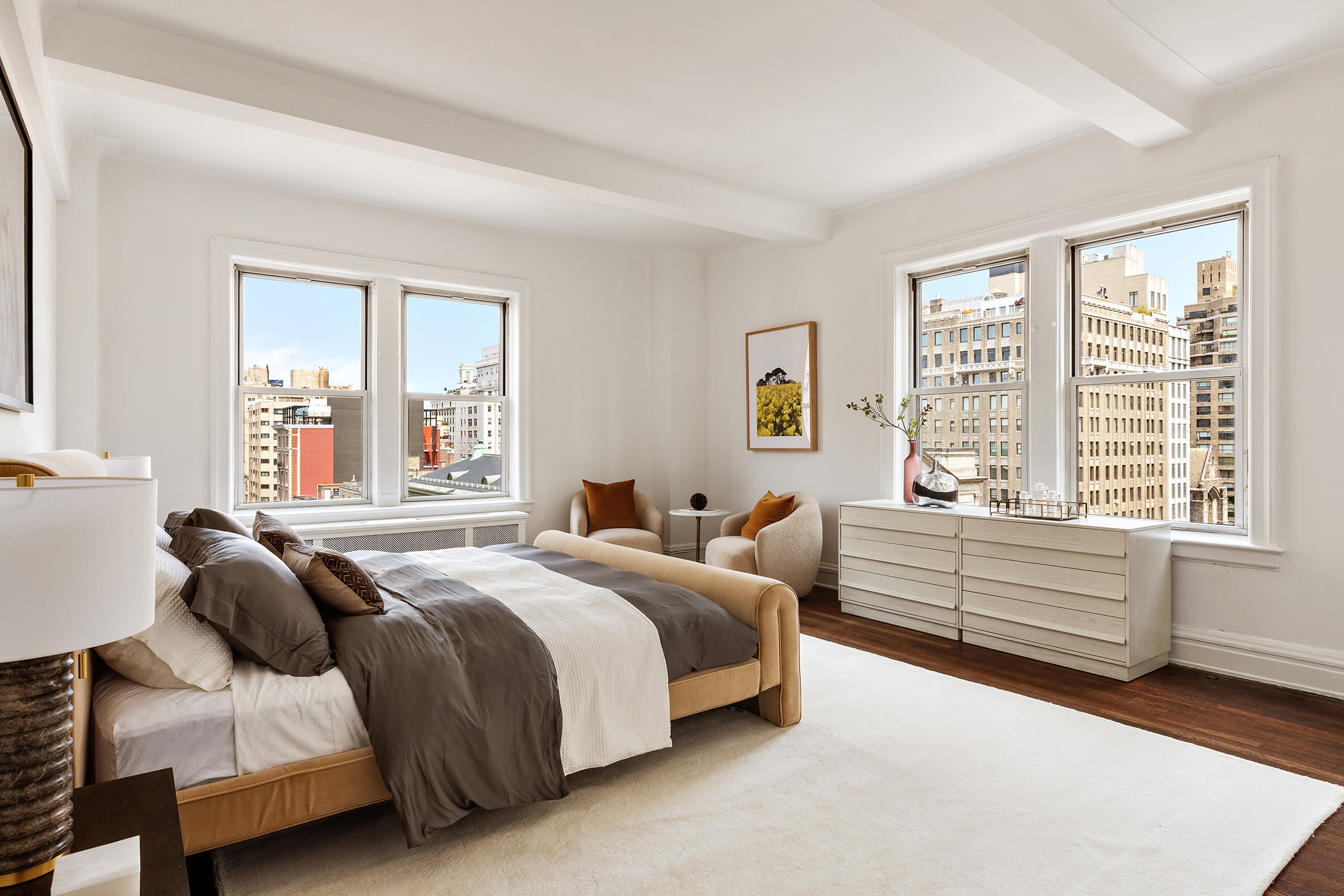 975 Park Avenue, Unit 10B Manhattan, NY 10028 - Photo 7 of 17 a bed room with a bed and a large window