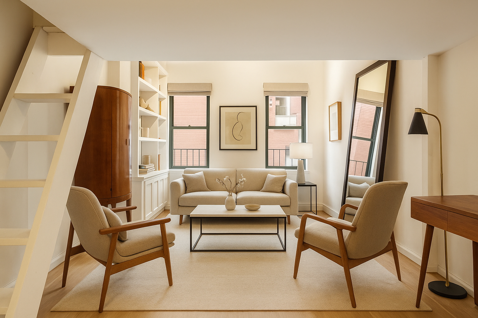 23 Waverly Place, Unit 5DE Manhattan, NY 10003 - Photo 7 of 16 a living room with furniture and a window