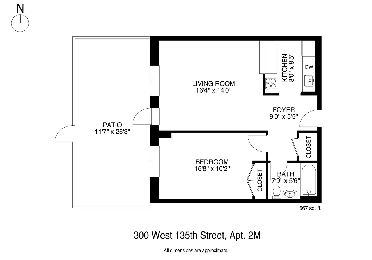 300 West 135th Street, Unit 2M Manhattan, NY 10030 - Photo 8 of 8 a picture of a floor plan