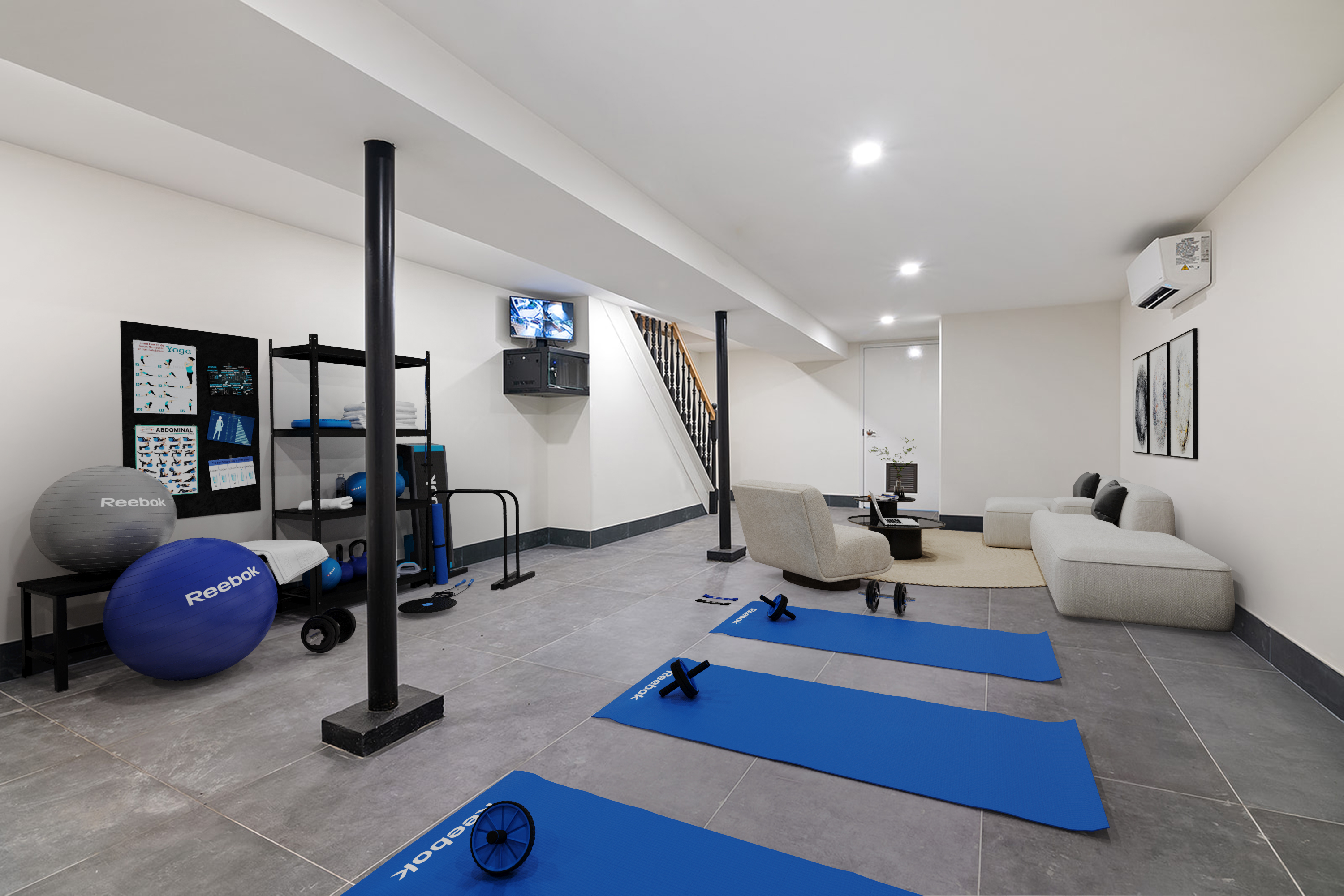 371 Herkimer Street Brooklyn, NY 11213 - Photo 12 of 16 a room with gym equipment and a rug