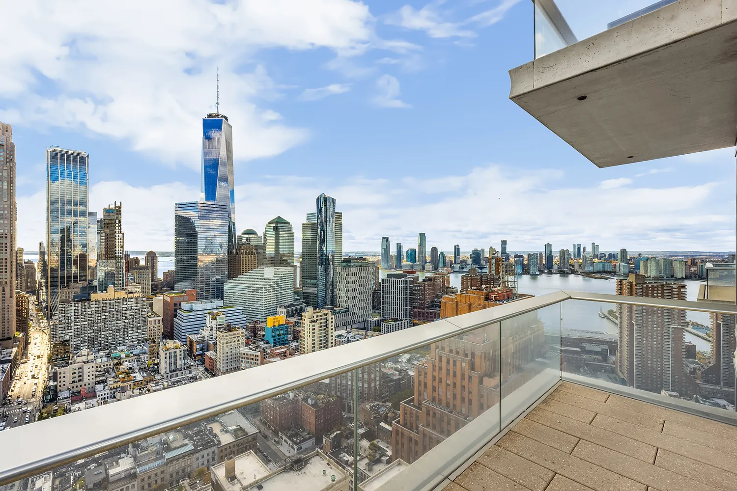 a view of a city from a balcony