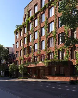 a front view of a building
