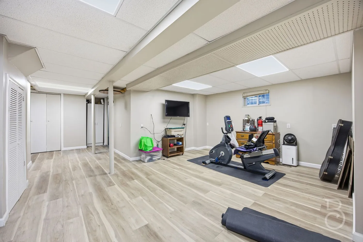 a view of a room with gym equipment