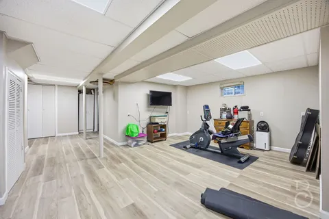a view of a room with gym equipment