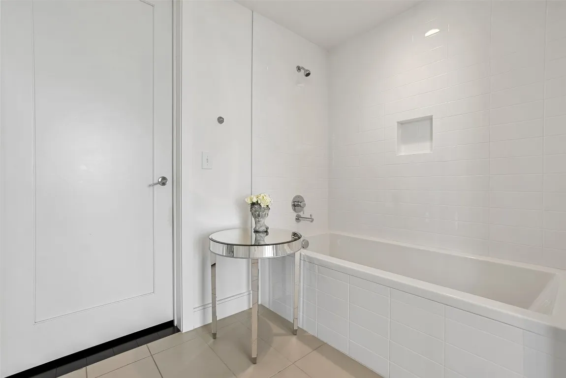 a bathroom with a bathtub