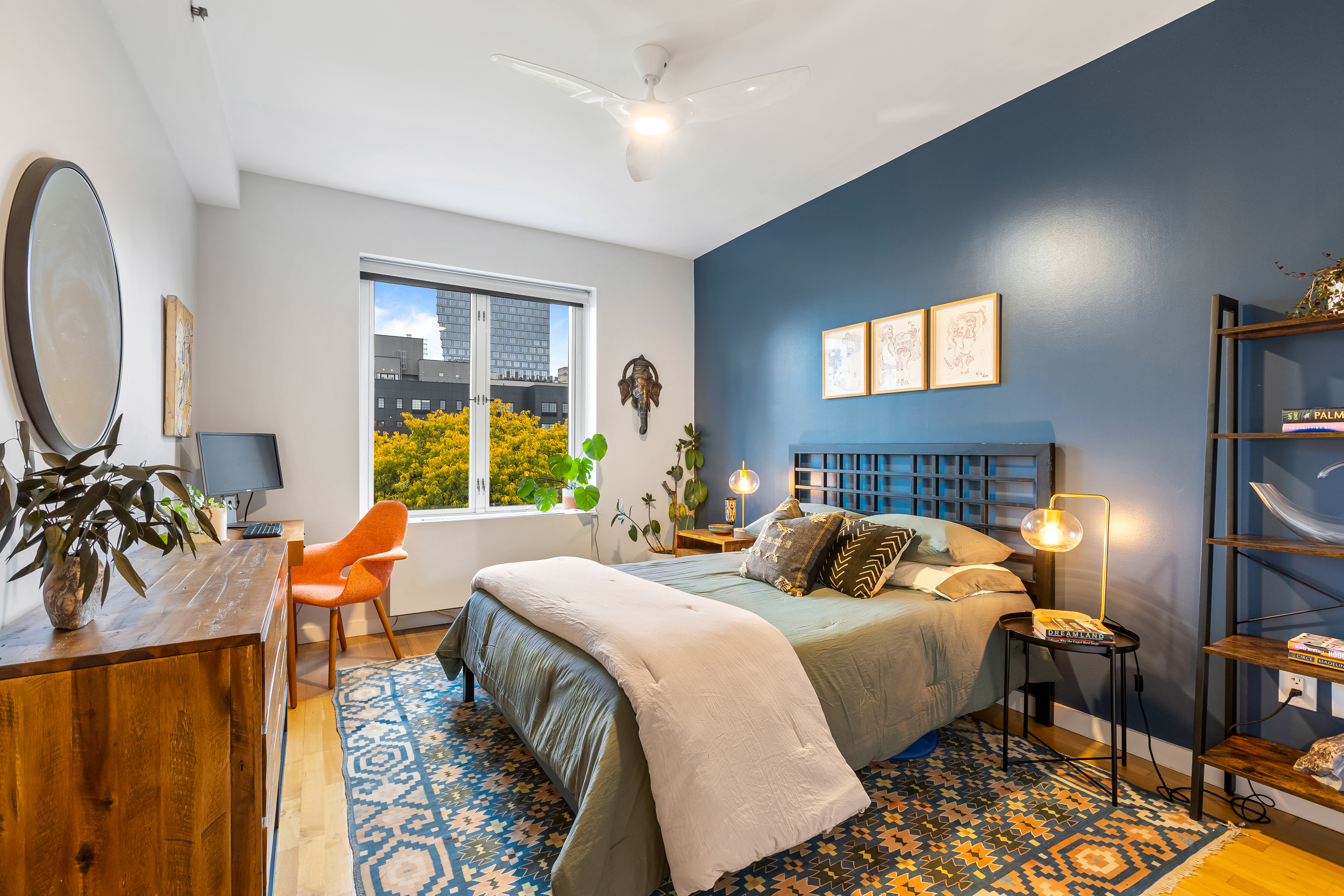 545 Washington Avenue, Unit 604 Brooklyn, NY 11238 - Photo 6 of 16 a bedroom with double bed and a large window
