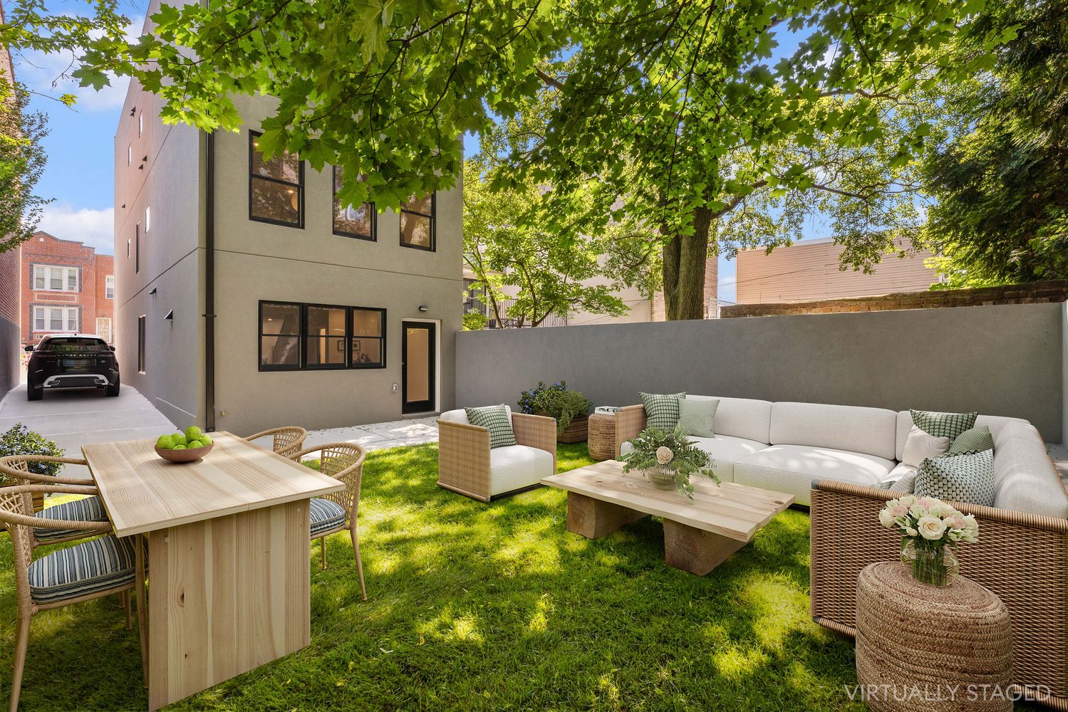578 20th Street Brooklyn, NY 11218 - Photo 20 of 24 a view of a patio with table and chairs and potted plants