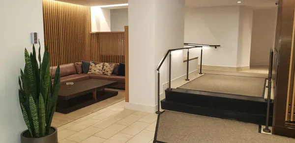 a living room with furniture