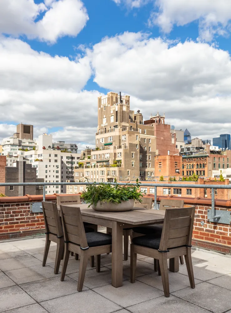 a terrace with sitting area