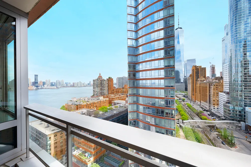 a view of a city from a balcony