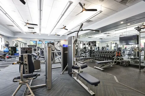 a view of a room with gym equipment