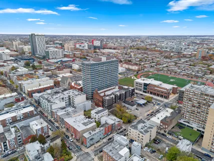 an aerial view of a city