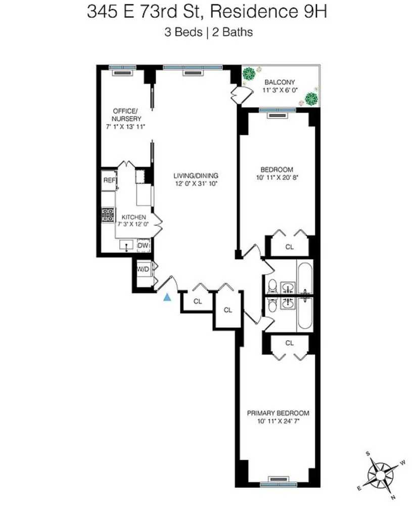 $1,460,000 | 345 East 73rd Street, Unit 9H | Lenox Hill